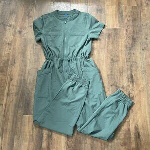 Old Navy Olive Green Short-Sleeve Utility Jumpsuit